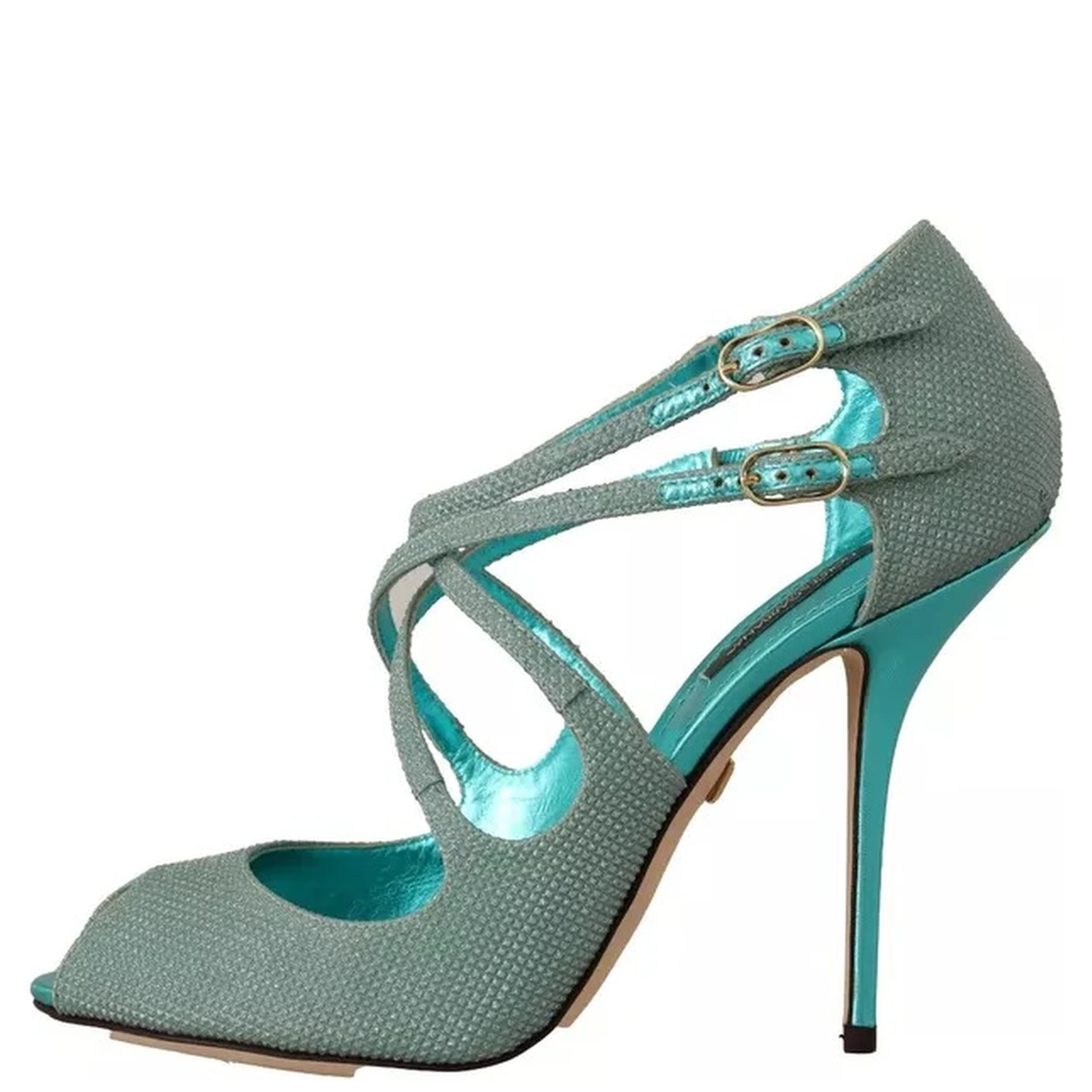 Blue Glittered Strappy Heels Sandals Shoes