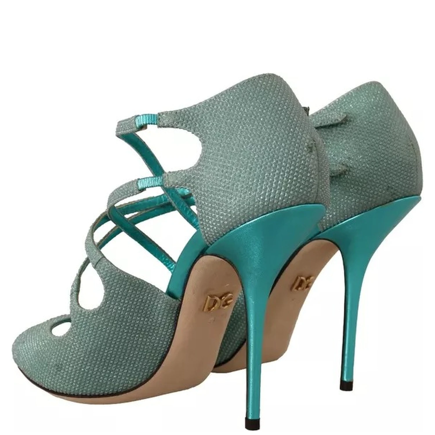 Blue Glittered Strappy Heels Sandals Shoes