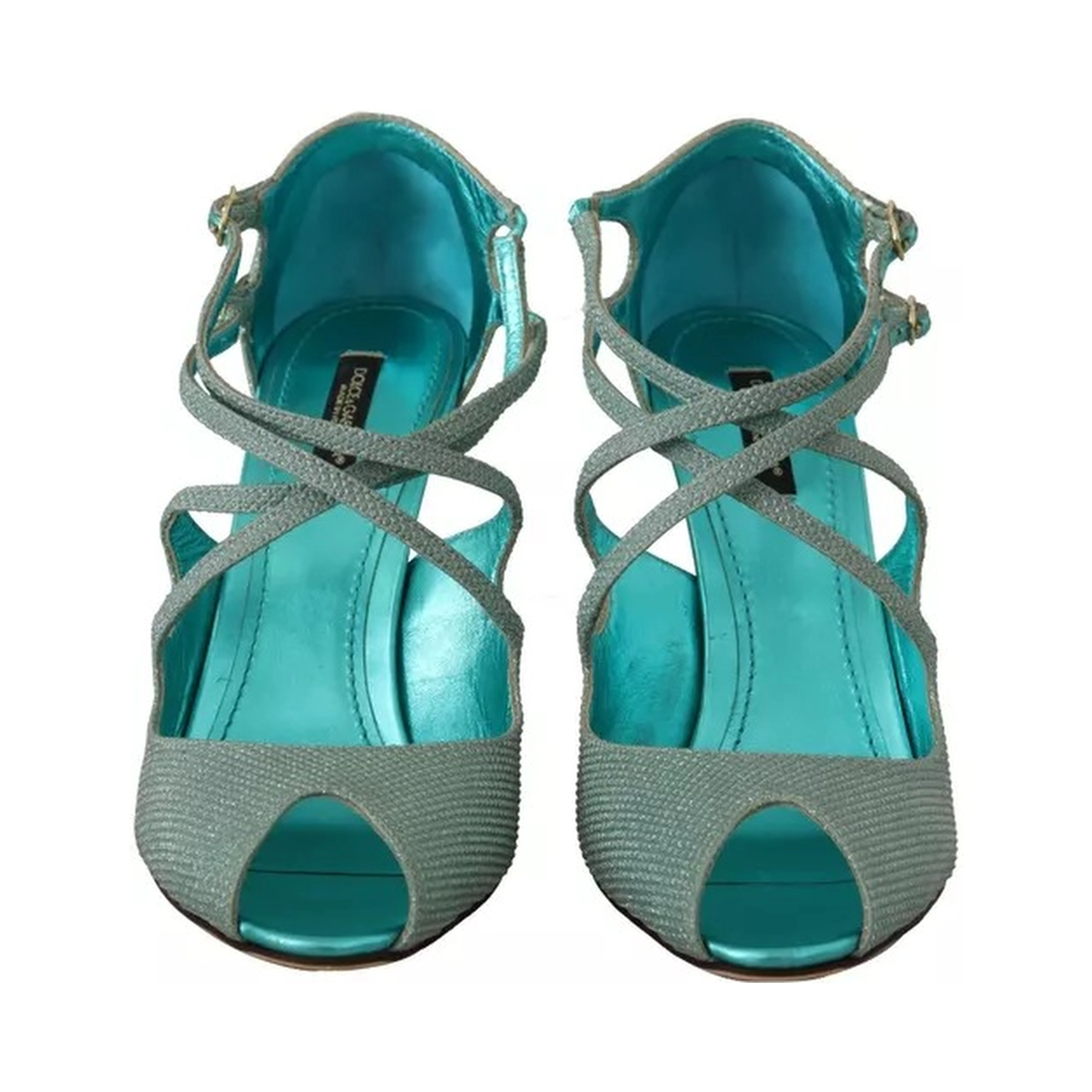 Blue Glittered Strappy Heels Sandals Shoes