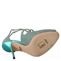 Blue Glittered Strappy Heels Sandals Shoes