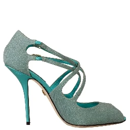 Blue Glittered Strappy Heels Sandals Shoes