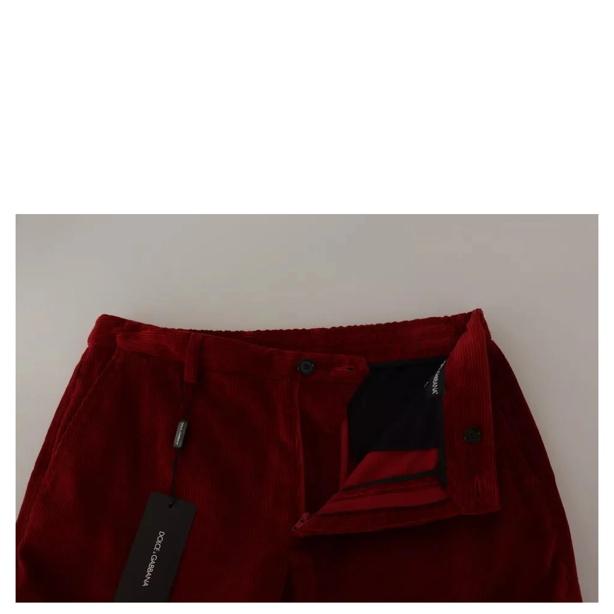 Red Corduroy Cotton Cargo Skinny Pants