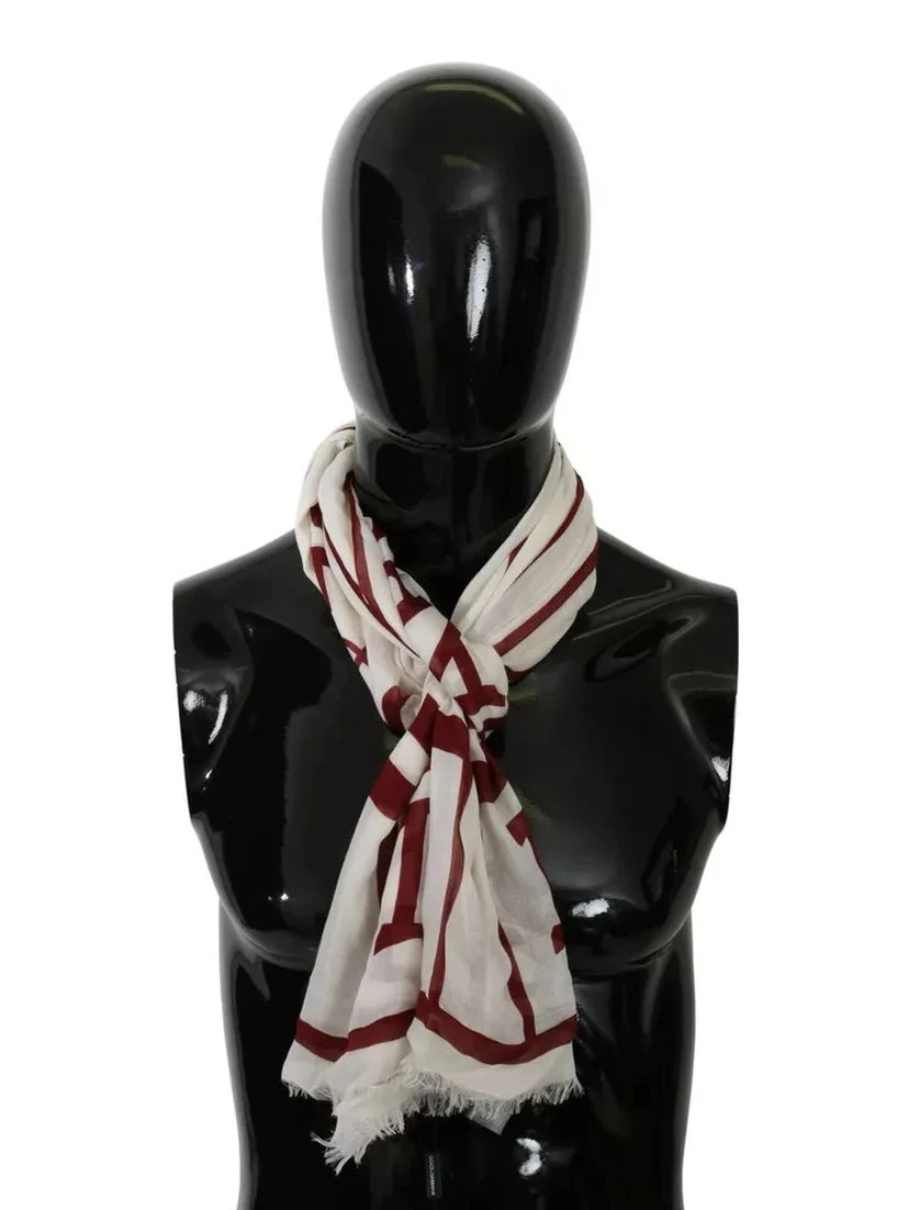 White Red Printed Wrap Shawl Modal Scarf