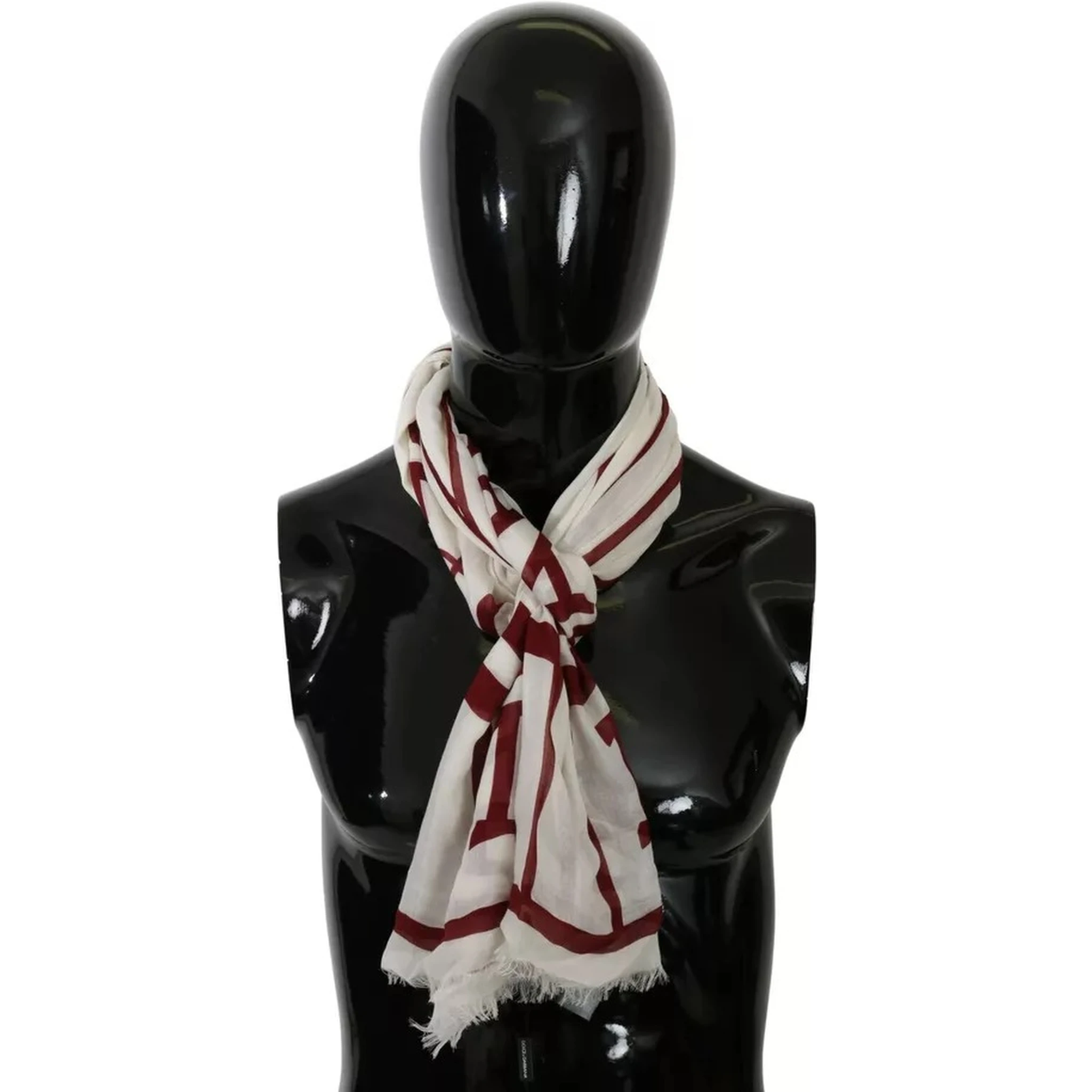 White Red Printed Wrap Shawl Modal Scarf