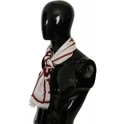 White Red Printed Wrap Shawl Modal Scarf