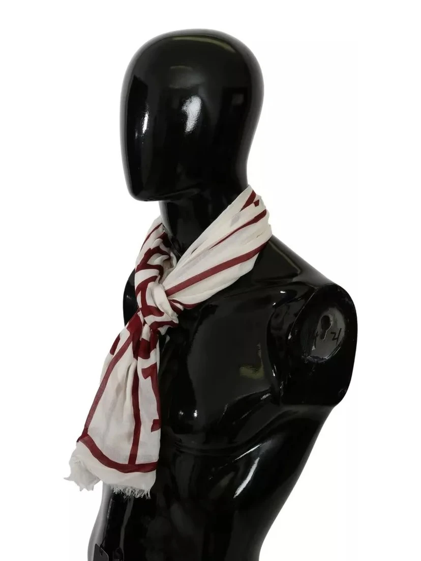 White Red Printed Wrap Shawl Modal Scarf