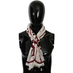 White Red Printed Wrap Shawl Modal Scarf