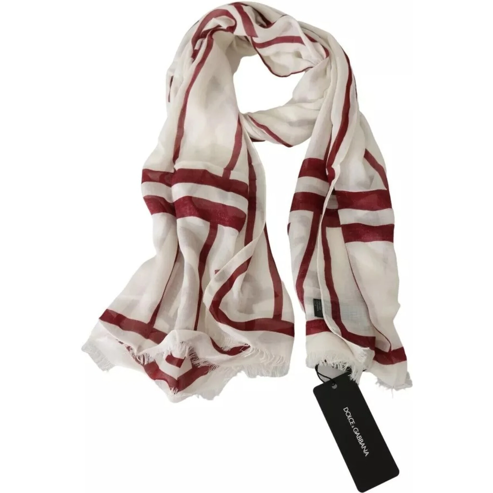 White Red Printed Wrap Shawl Modal Scarf