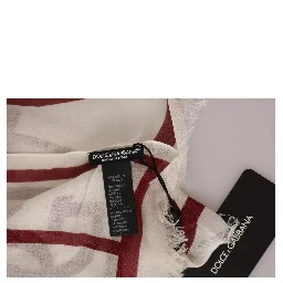 White Red Printed Wrap Shawl Modal Scarf