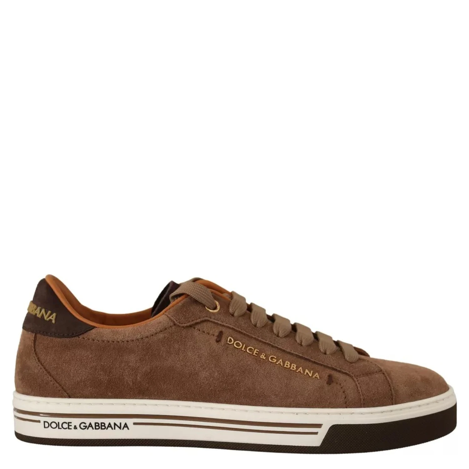 Brown Suede Logo Low Top Sneakers Men Shoes