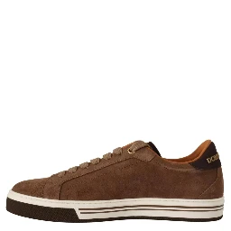 Brown Suede Logo Low Top Sneakers Men Shoes