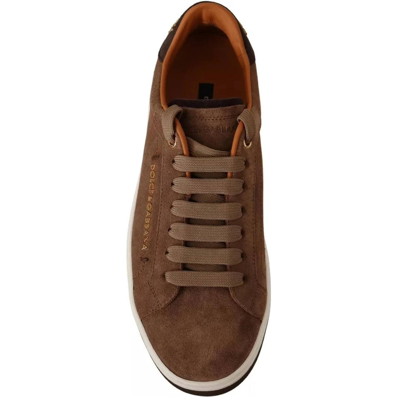 Brown Suede Logo Low Top Sneakers Men Shoes