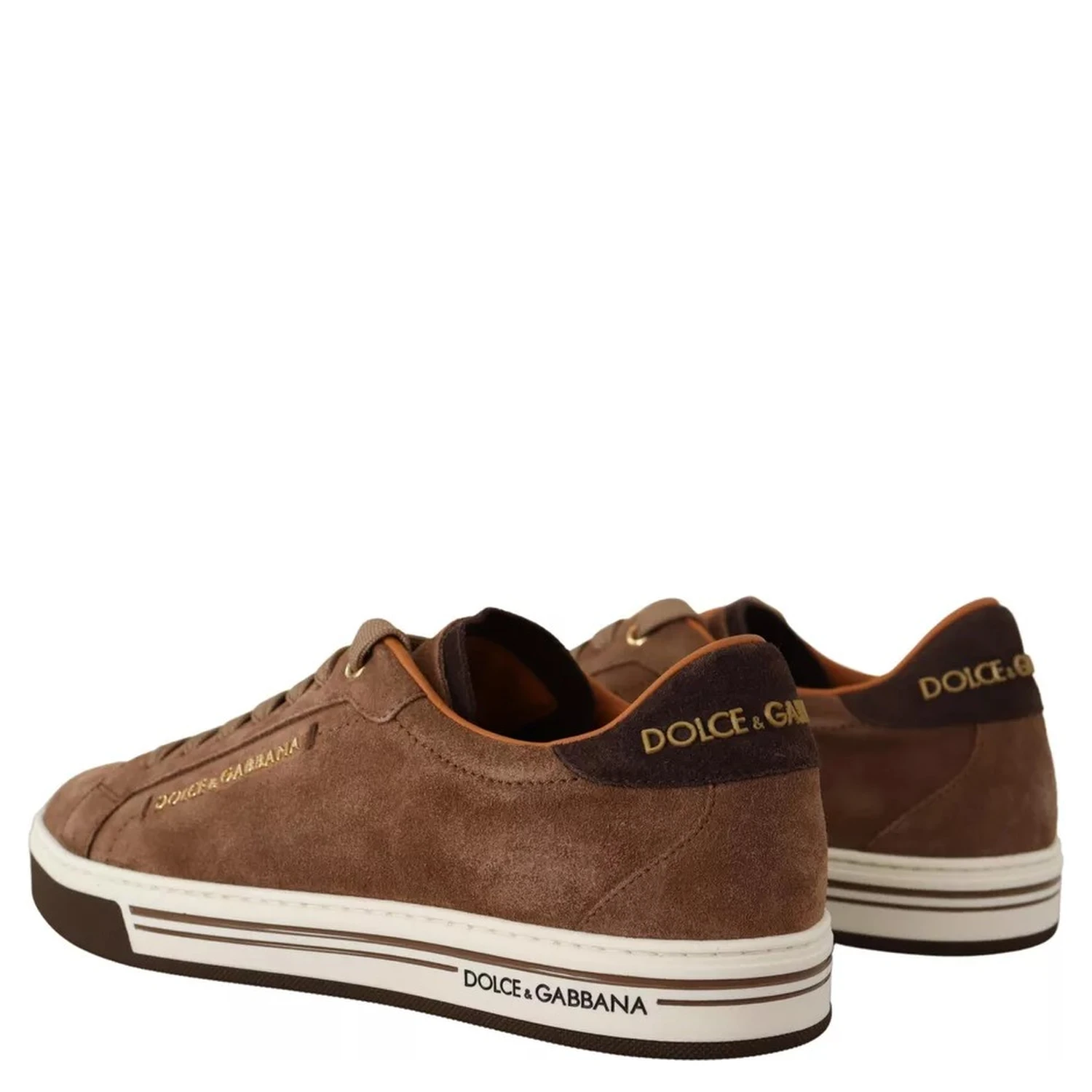 Brown Suede Logo Low Top Sneakers Men Shoes