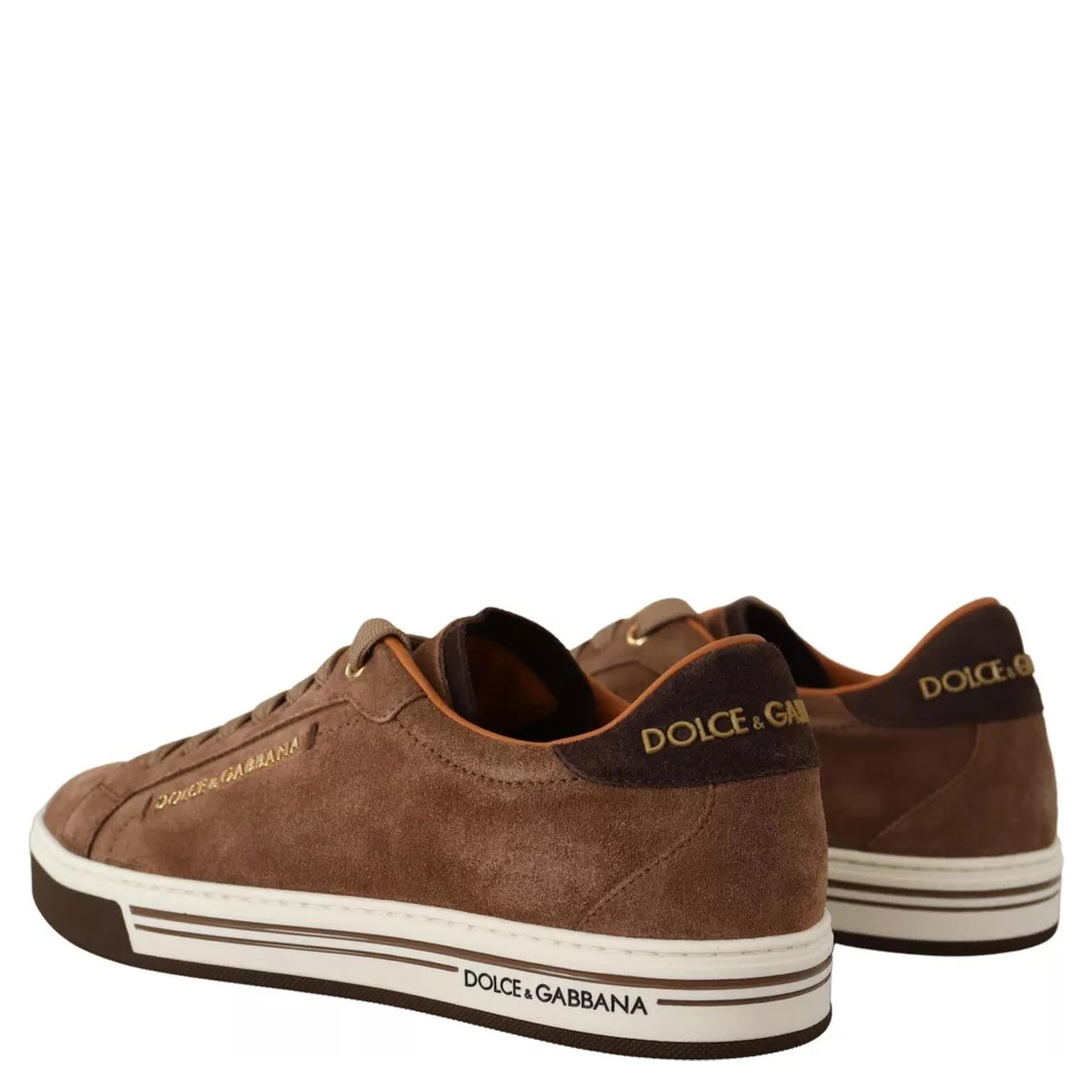 Brown Suede Logo Low Top Sneakers Men Shoes