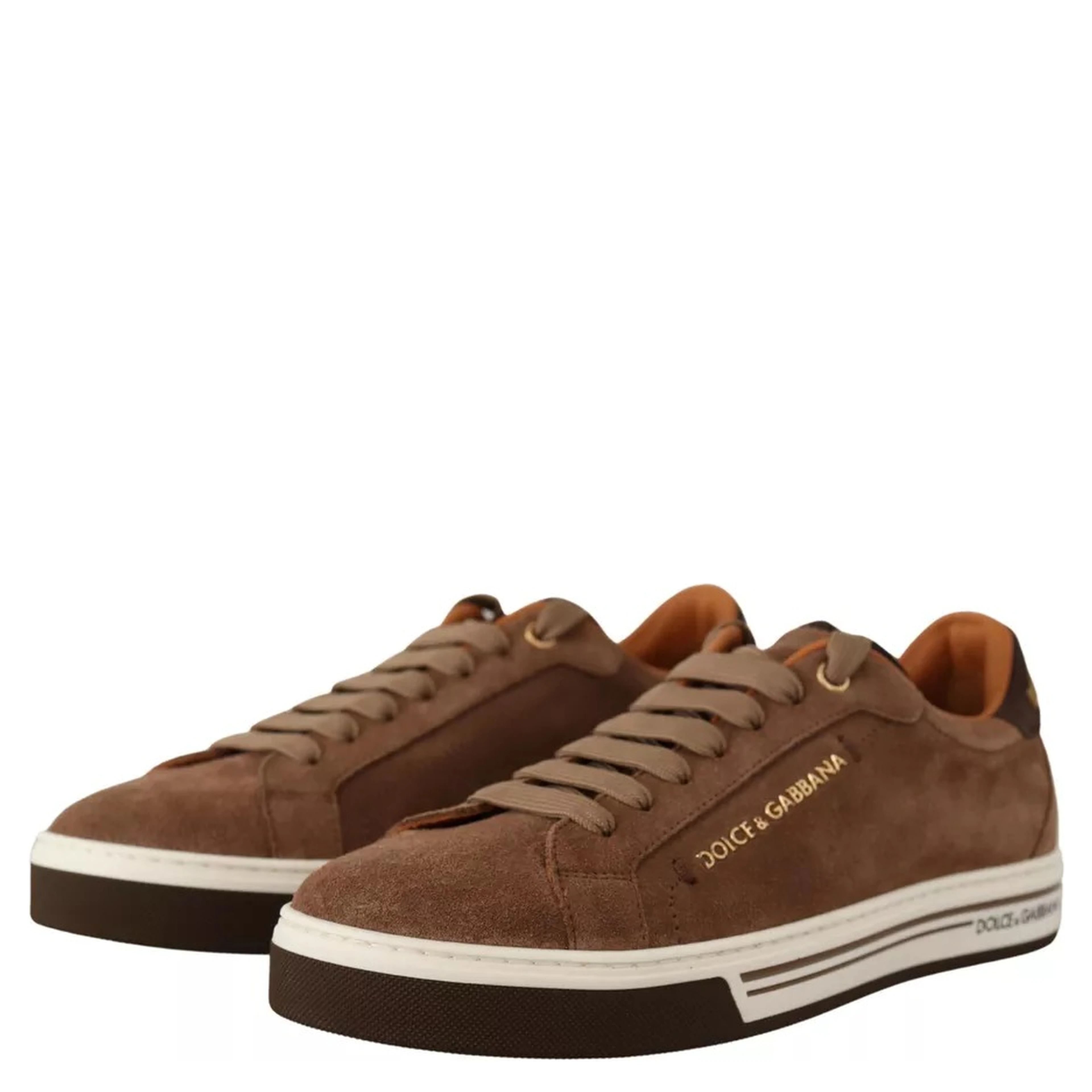 Brown Suede Logo Low Top Sneakers Men Shoes