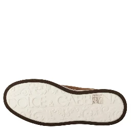 Brown Suede Logo Low Top Sneakers Men Shoes