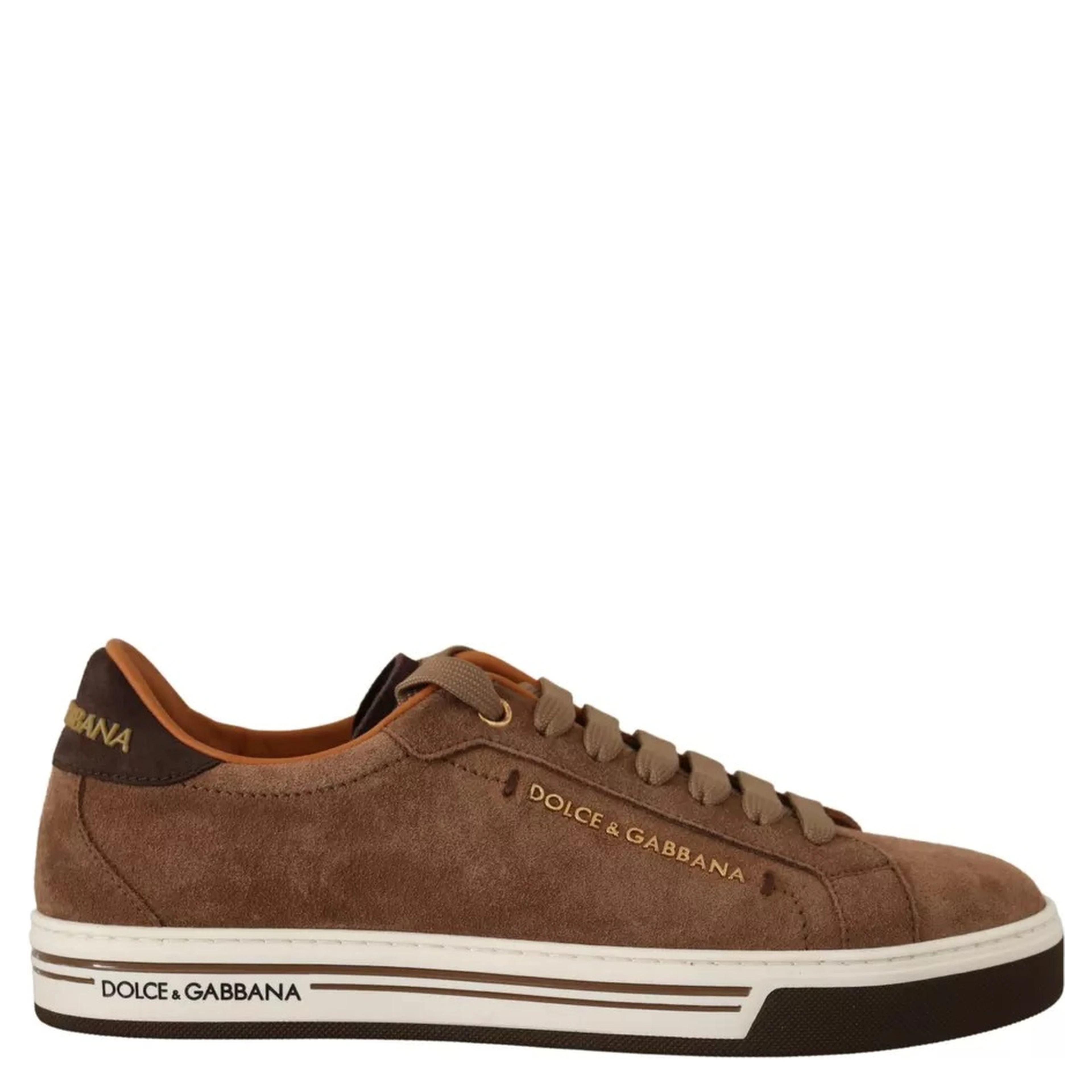 Brown Suede Logo Low Top Sneakers Men Shoes