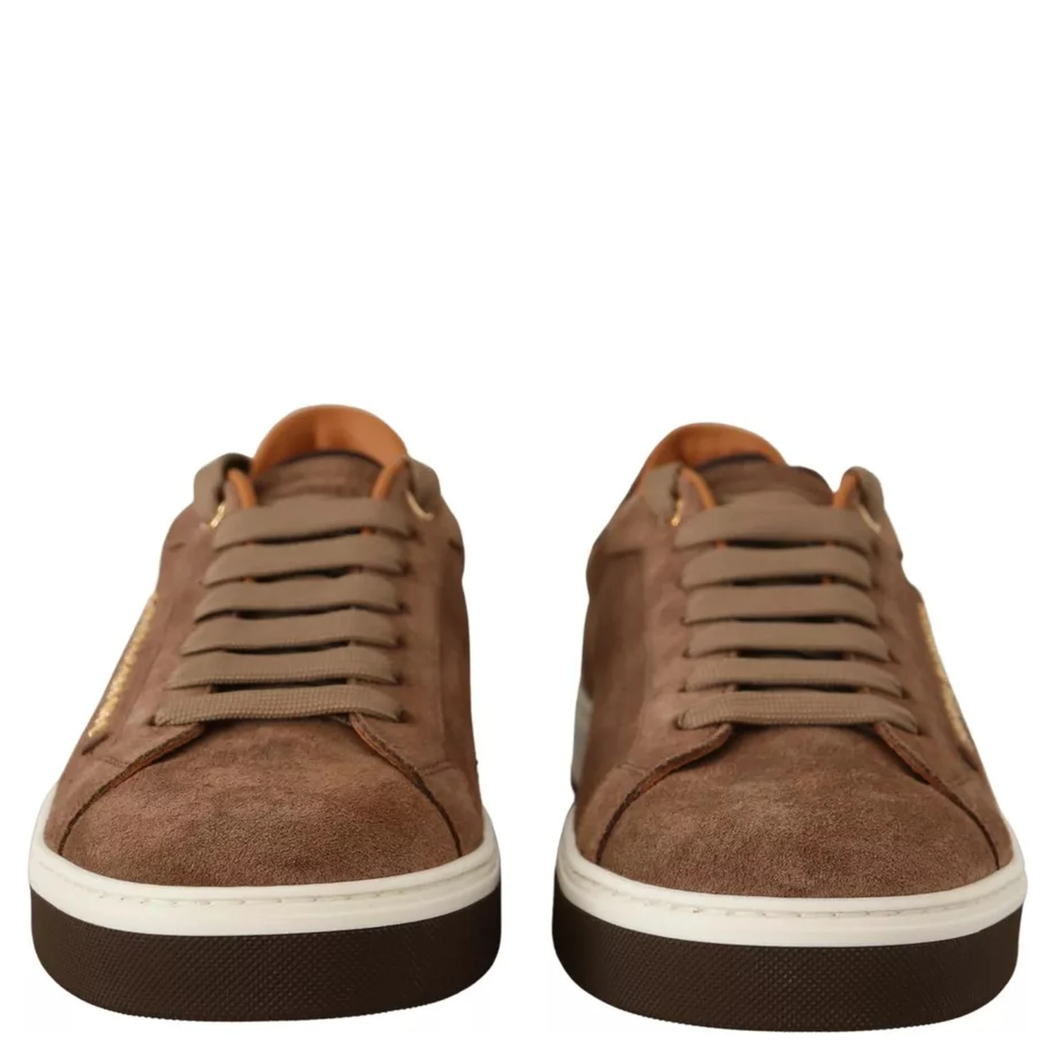 Brown Suede Logo Low Top Sneakers Men Shoes