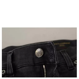 Gray Running Denim Stretch Logo Skinny Jeans
