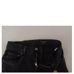 Gray Running Denim Stretch Logo Skinny Jeans