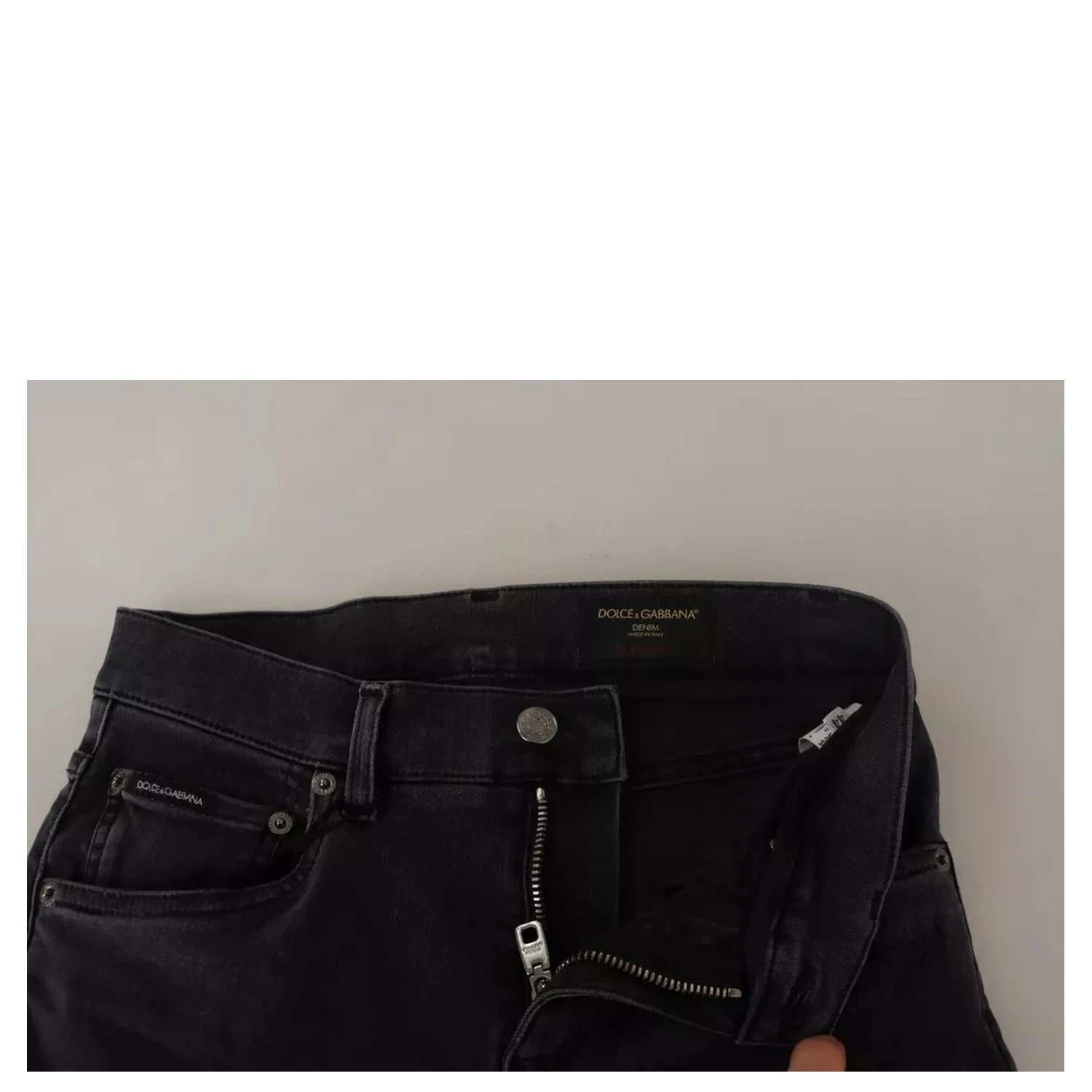 Gray Running Denim Stretch Logo Skinny Jeans