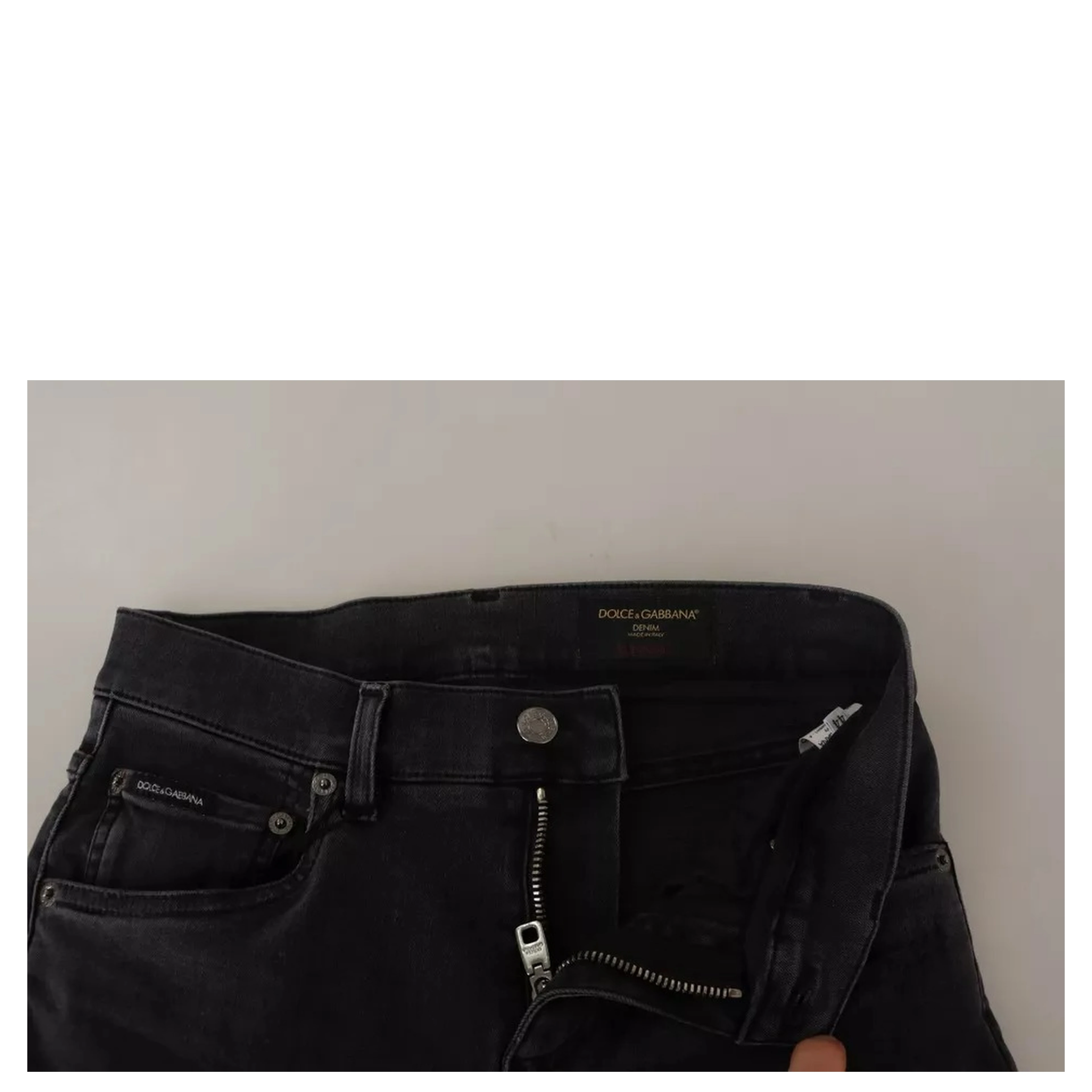 Gray Running Denim Stretch Logo Skinny Jeans