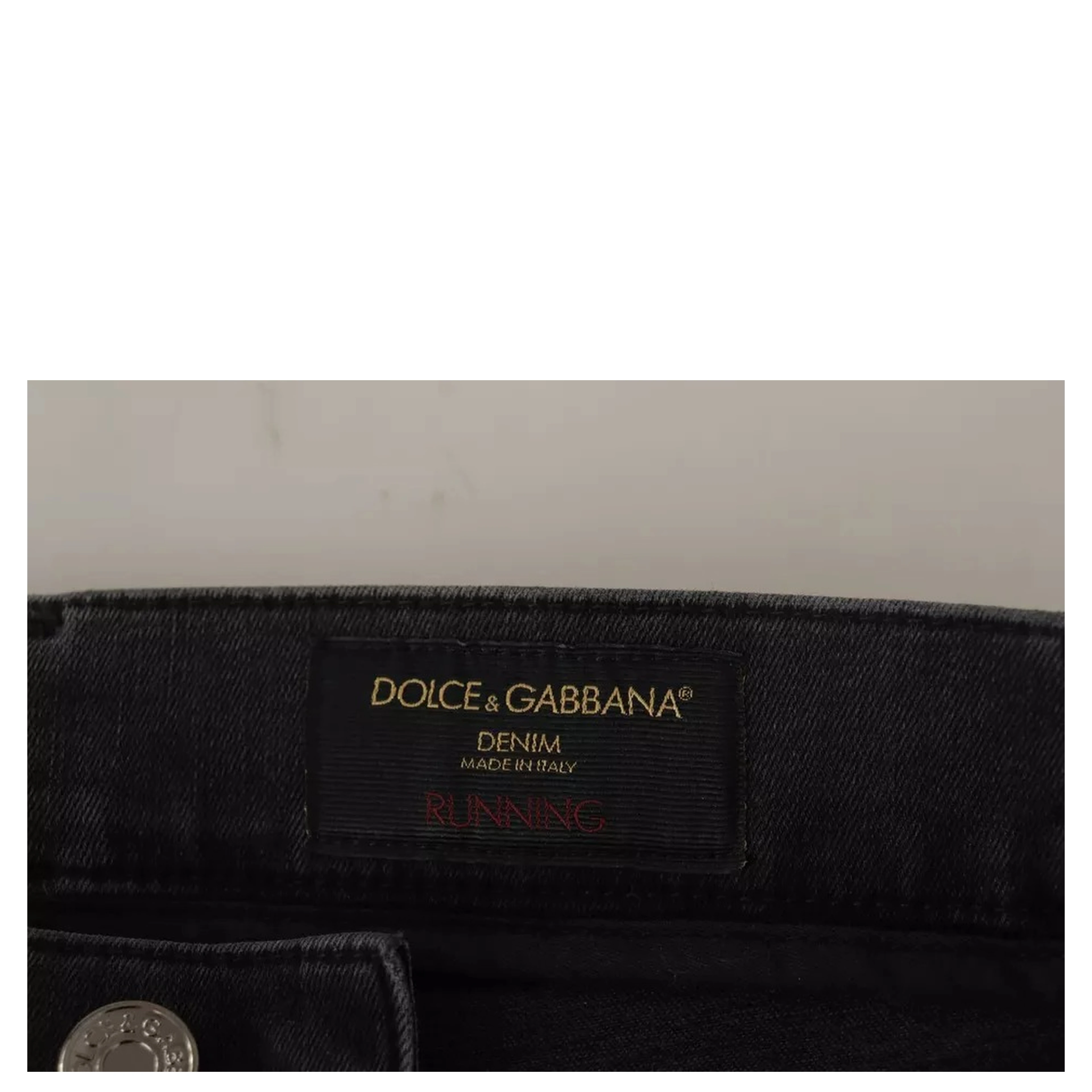 Gray Running Denim Stretch Logo Skinny Jeans