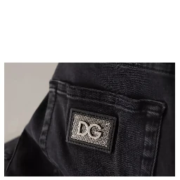 Gray Running Denim Stretch Logo Skinny Jeans