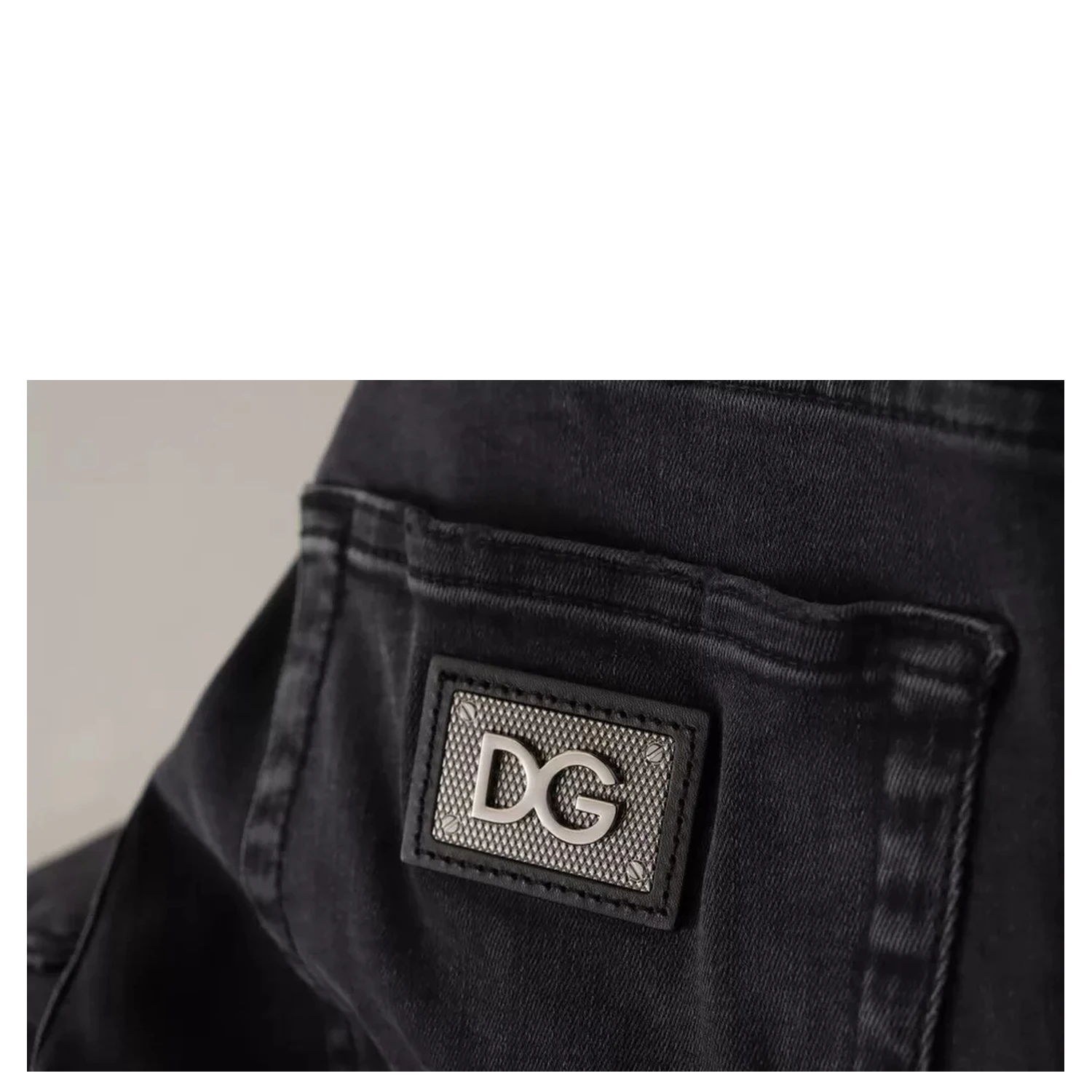 Gray Running Denim Stretch Logo Skinny Jeans
