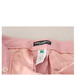 Pink Wool Mid Waist Tapered Pants