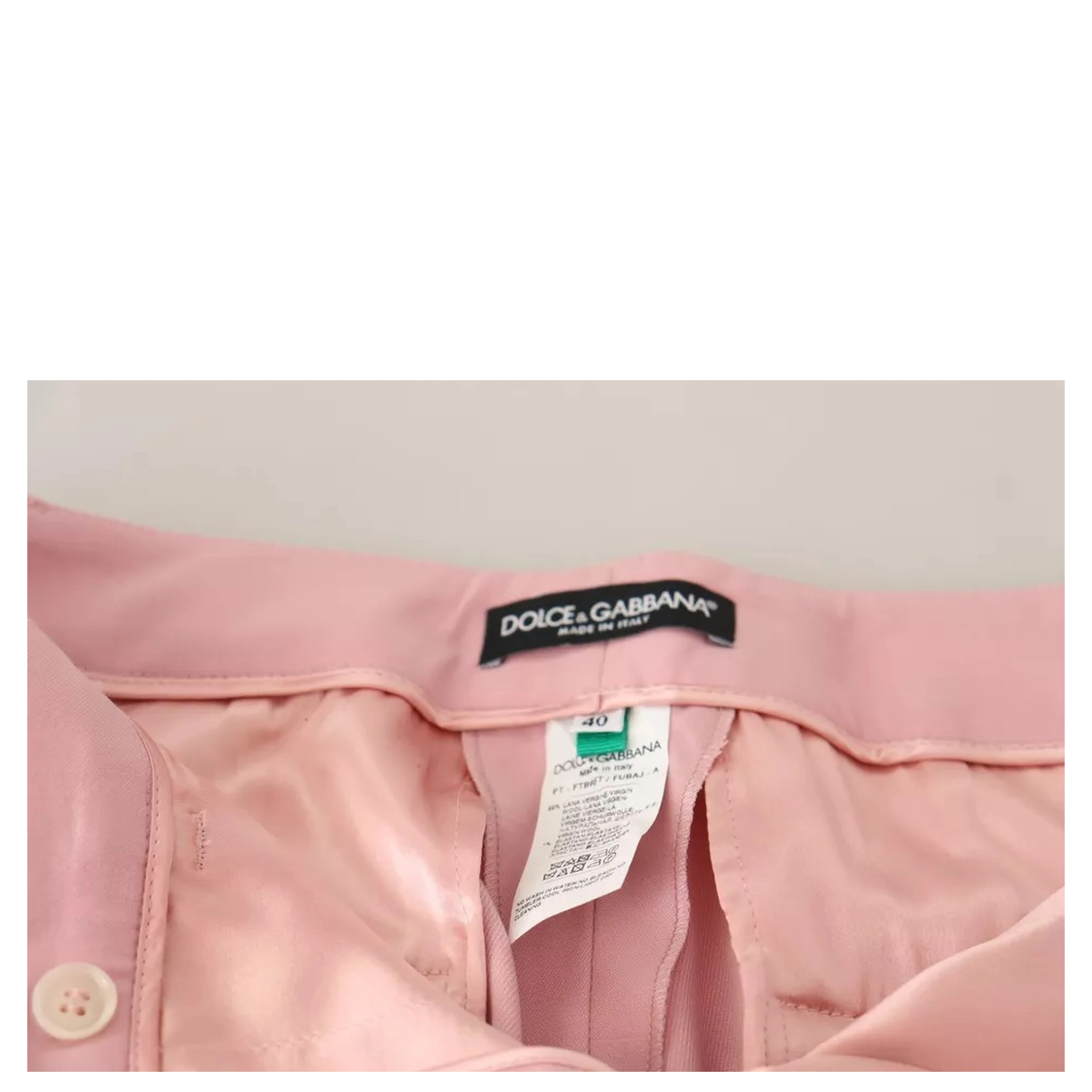 Pink Wool Mid Waist Tapered Pants
