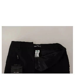 Black White Stripes Wool Tapered Pants