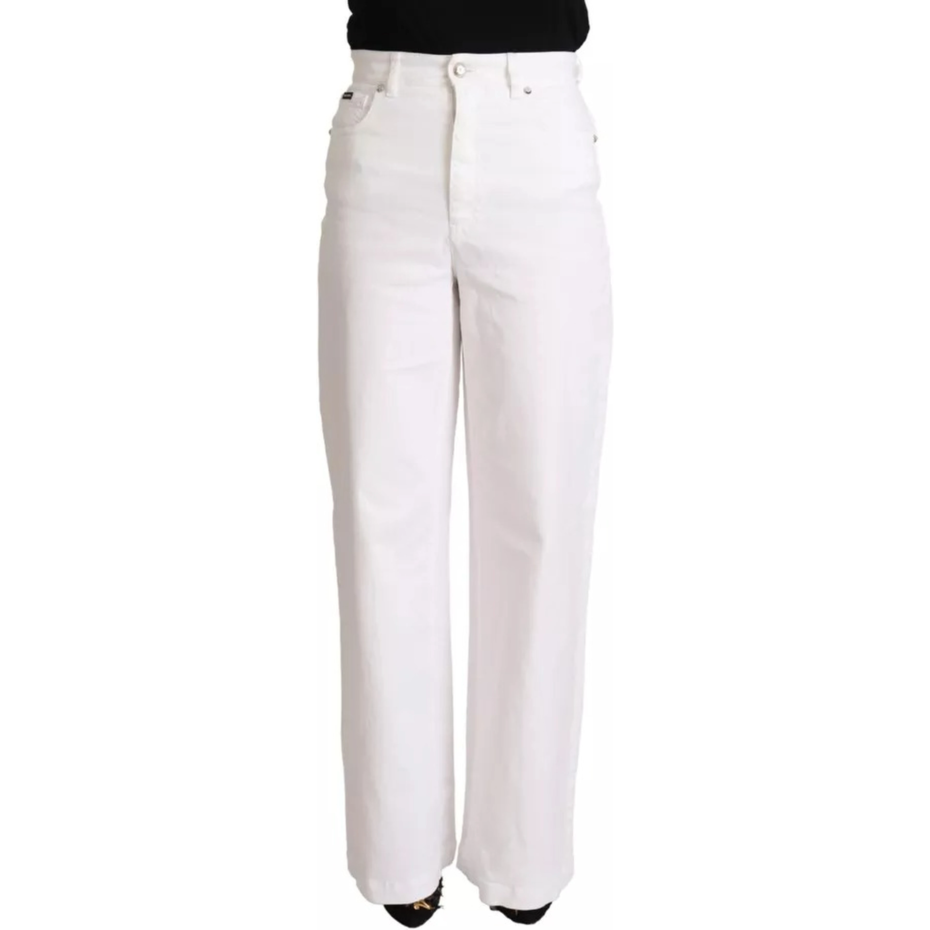 White MONICA Boot Cut Cotton Denim Jeans
