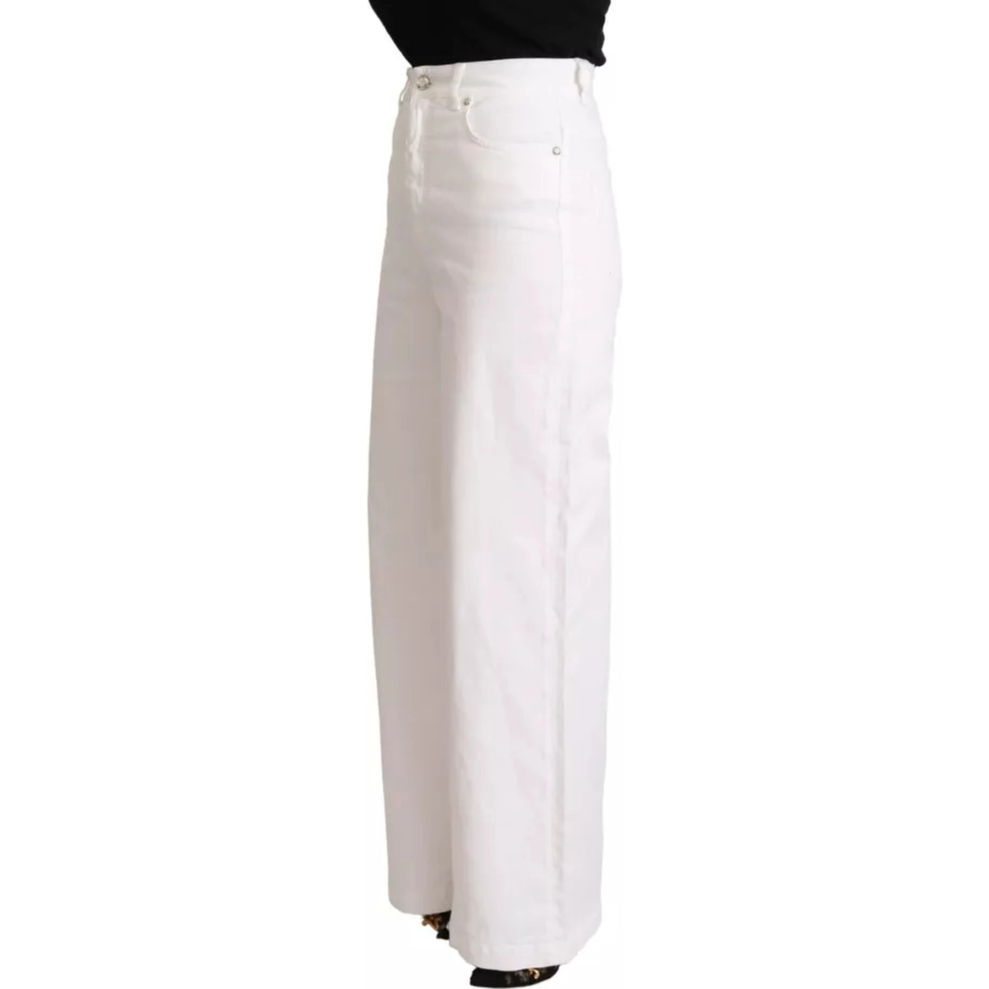White MONICA Boot Cut Cotton Denim Jeans