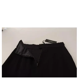 Black Silk High Waist Mini Pencil Cut Skirt