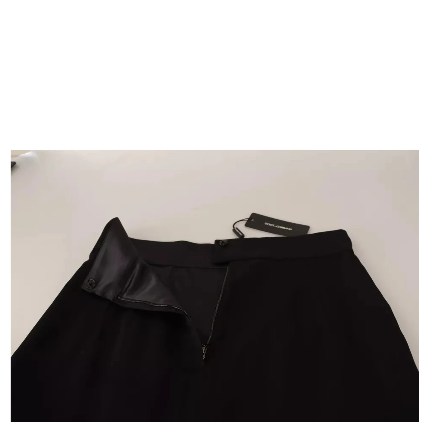 Black Silk High Waist Mini Pencil Cut Skirt