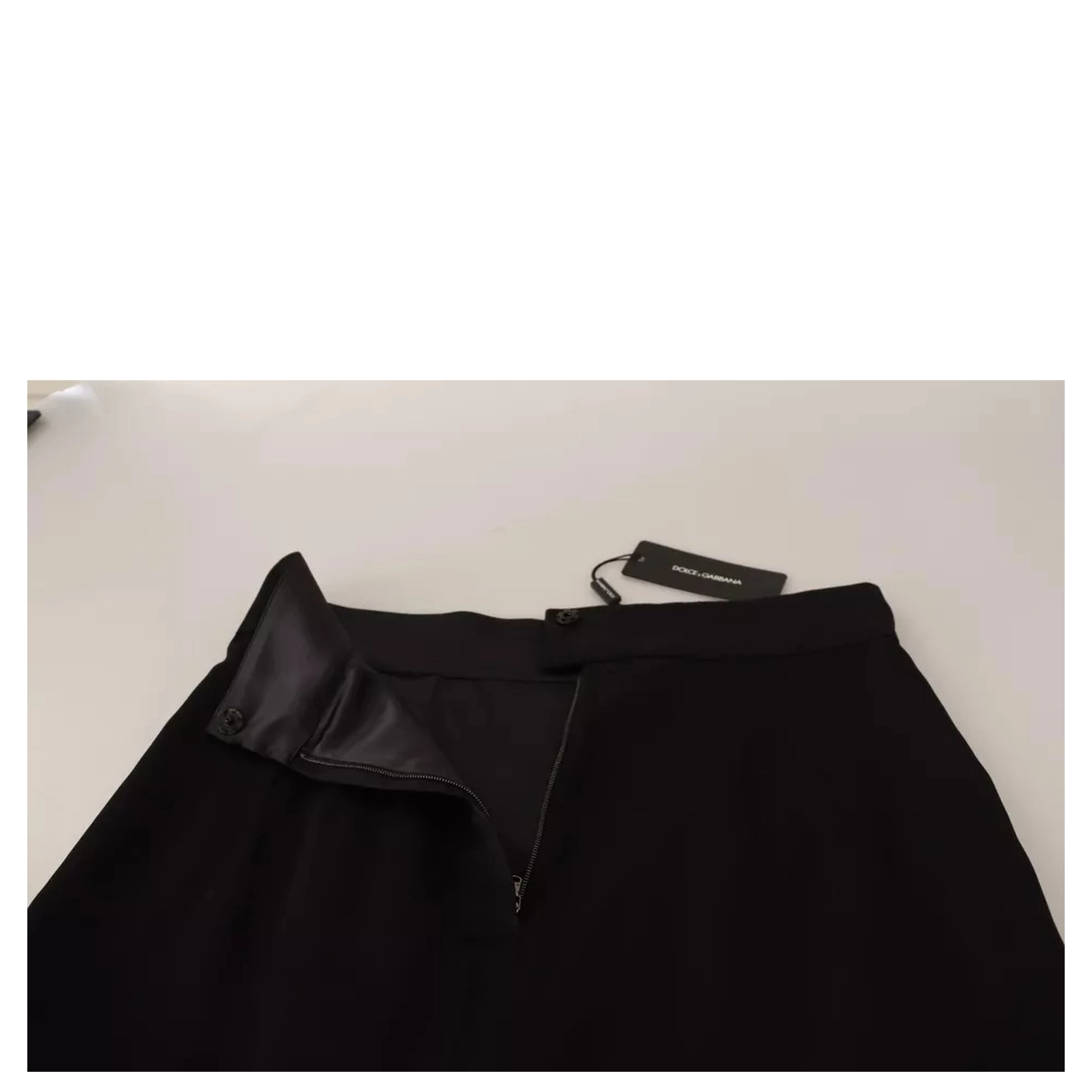 Black Silk High Waist Mini Pencil Cut Skirt