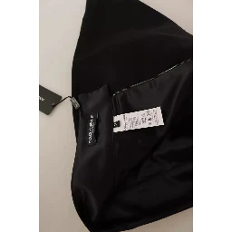 Black Silk High Waist Mini Pencil Cut Skirt