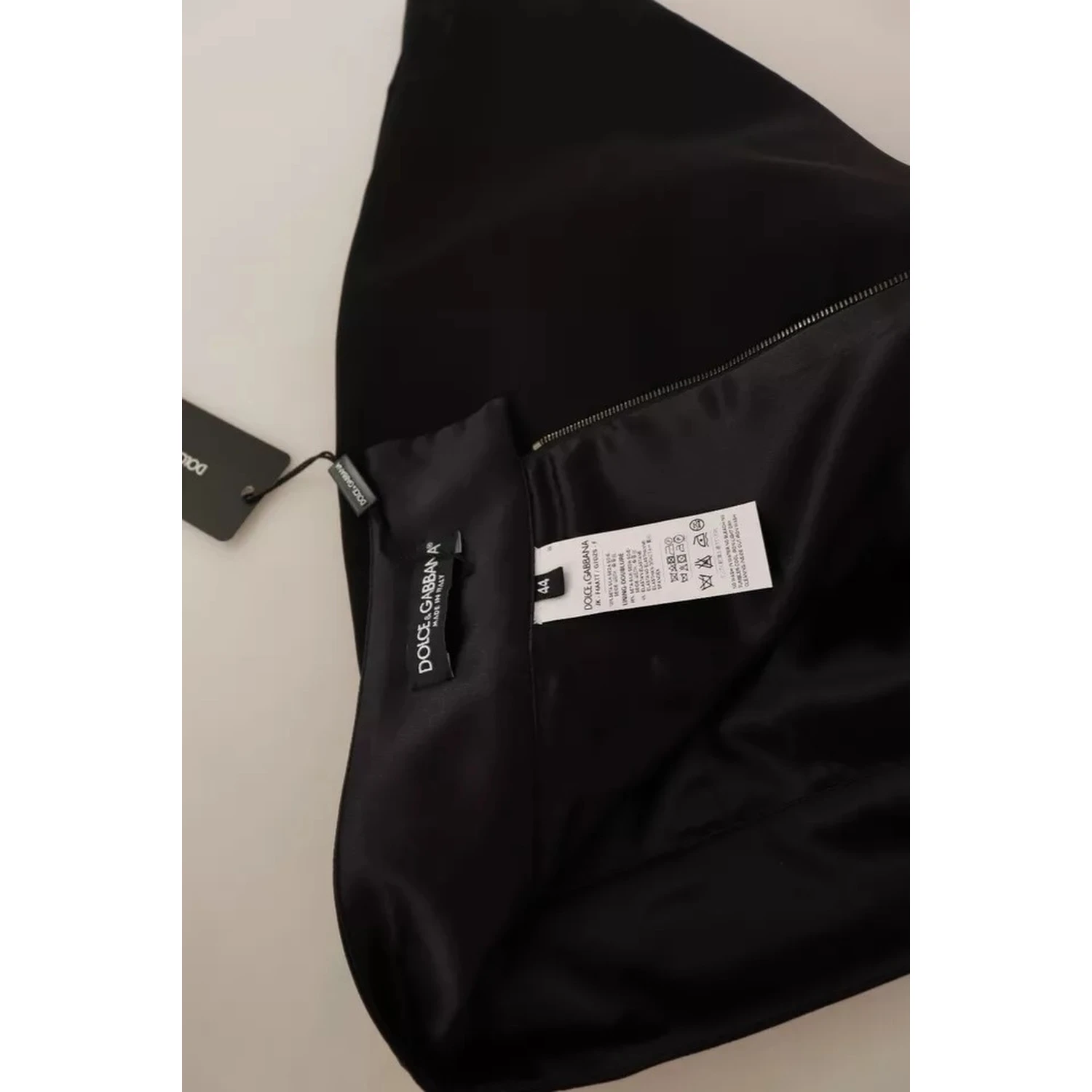 Black Silk High Waist Mini Pencil Cut Skirt