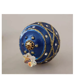 Gold Brass Blue Christmas Ball Crystal Hook Jewelry Earrings