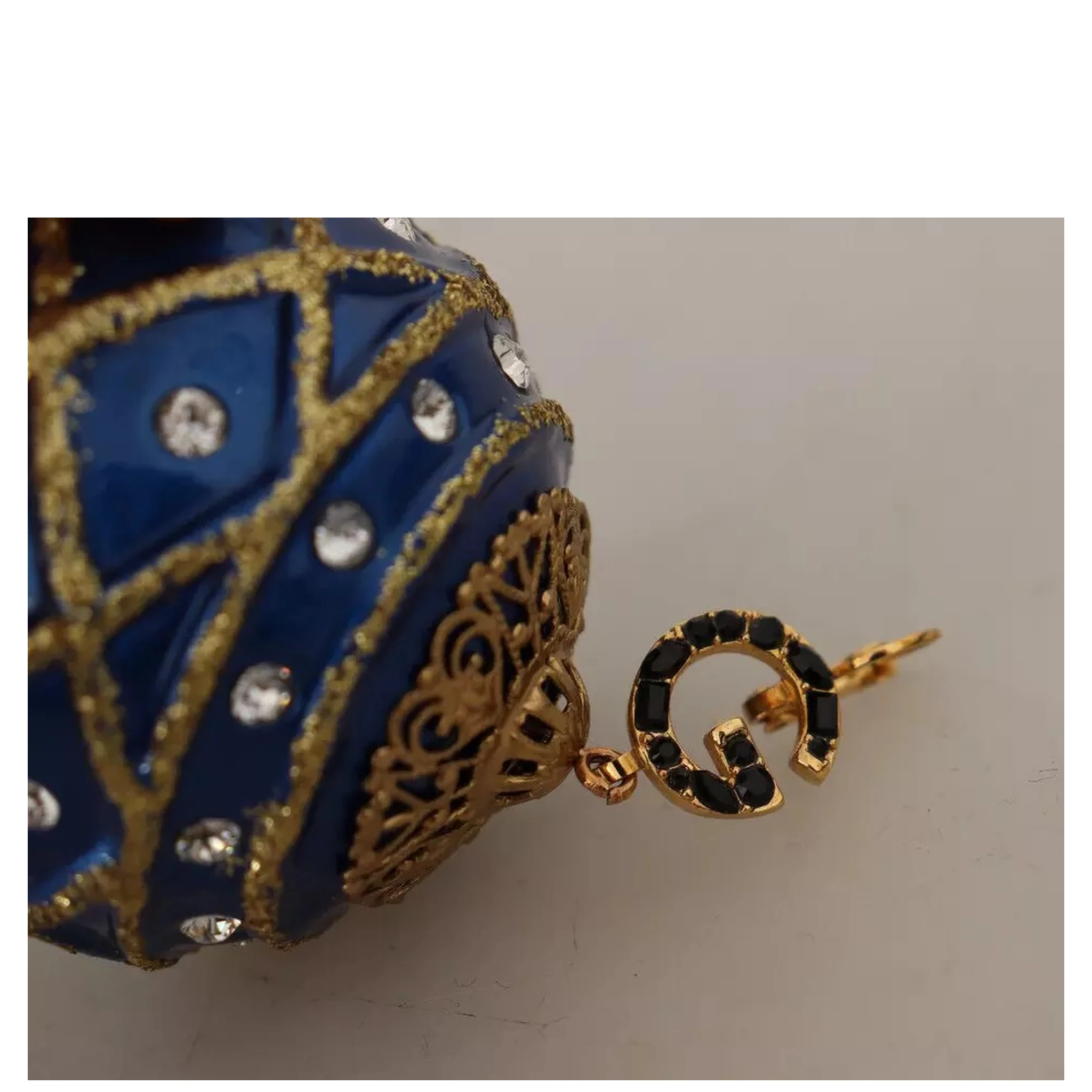 Gold Brass Blue Christmas Ball Crystal Hook Jewelry Earrings