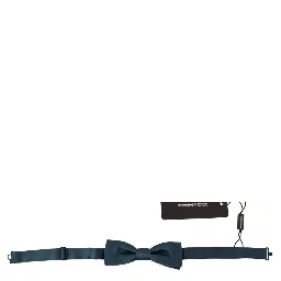 Blue 100% Silk Adjustable Neck Bow Tie Mens