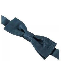 Blue 100% Silk Adjustable Neck Bow Tie Mens