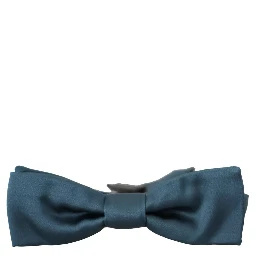 Blue 100% Silk Adjustable Neck Bow Tie Mens