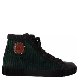 Green Corduroy High Tops Sneakers Mens Casual Shoes
