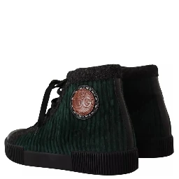 Green Corduroy High Tops Sneakers Mens Casual Shoes