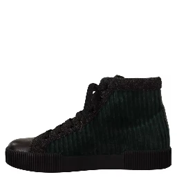 Green Corduroy High Tops Sneakers Mens Casual Shoes