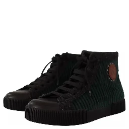 Green Corduroy High Tops Sneakers Mens Casual Shoes