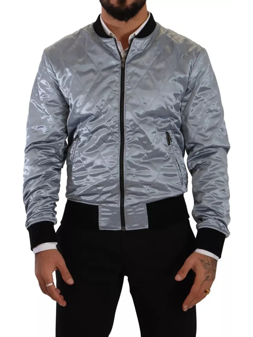 Light Blue Bomber Coat Men Jacket