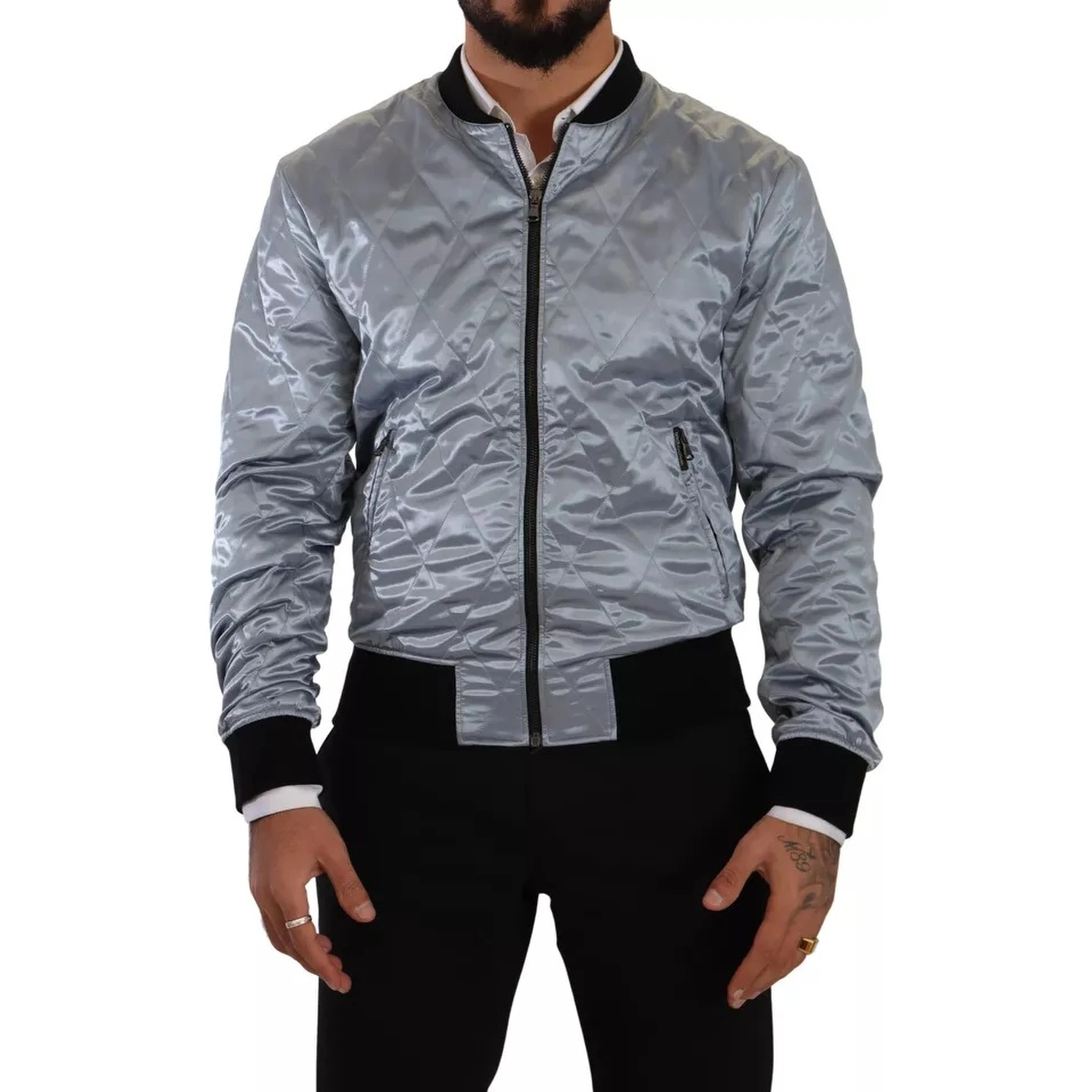 Light Blue Bomber Coat Men Jacket